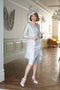 Condici silver brocade dress with coordinating coat – elegant winter mother of the bride outfit Melbourne