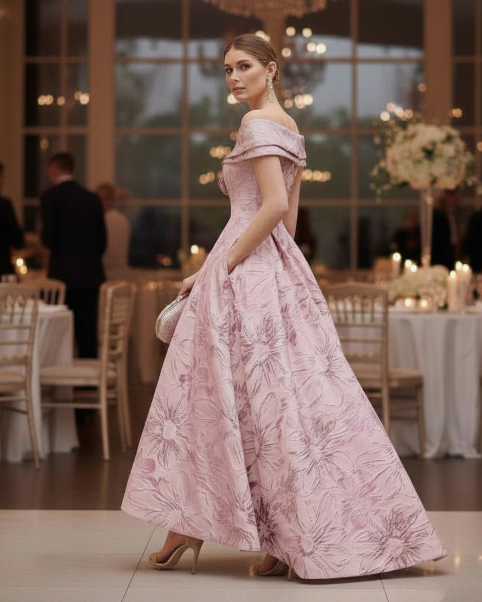 strapless open back dress Couture Club 1G243 Pink Brocade Mother of the Bride Dress Australia