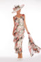 Sleeveless tea-length hand-painted Layered silk dress for summer events