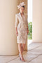 Elegant illusion neckline dress with matching lace jacket