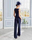 Back view of beaded pantsuit without the  flared crepe jacket Back view of beaded pantsuit without the  flared crepe jacket