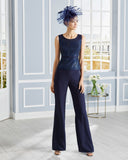 Mother of the bride outfit Australia – navy beaded pantsuit with crepe jacket Mother of the bride outfit Australia – navy beaded pantsuit with crepe jacket