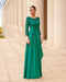 Emerald lace and crepe gown for mother of the bride or groom