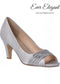 Silver satin mid-heel shoes with diamanté details