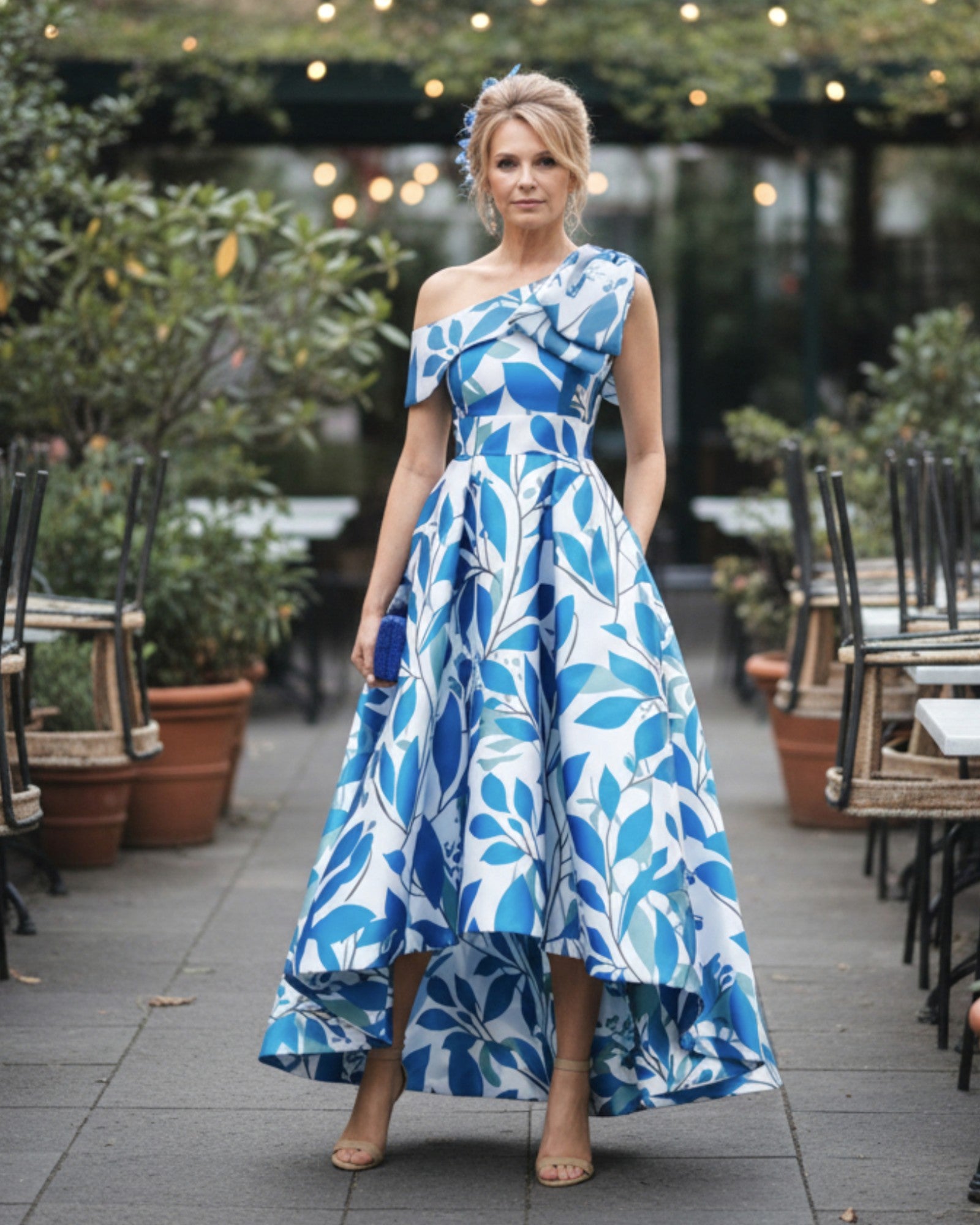 Couture Club 1g240 royal blue and silver one shoulder mother of the bride  ,groom or special occasion dress