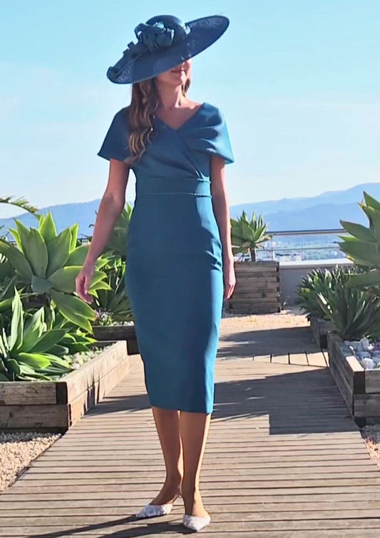 Couture Club V-neck mother of the bride midi dress