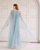Couture Club 1G1G8 Dusty Blue Beaded Cape Gown – Mother of the Bride or Groom -1G1G8 - Ever Elegant