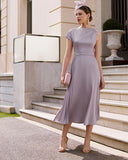 Lilac one-shoulder occasion dress for summer weddings