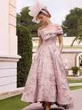 couture club pink bardot gown with bow detail australia