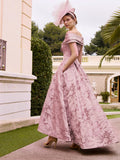 couture club 1g143 pink brocade off shoulder mother of the bride dress