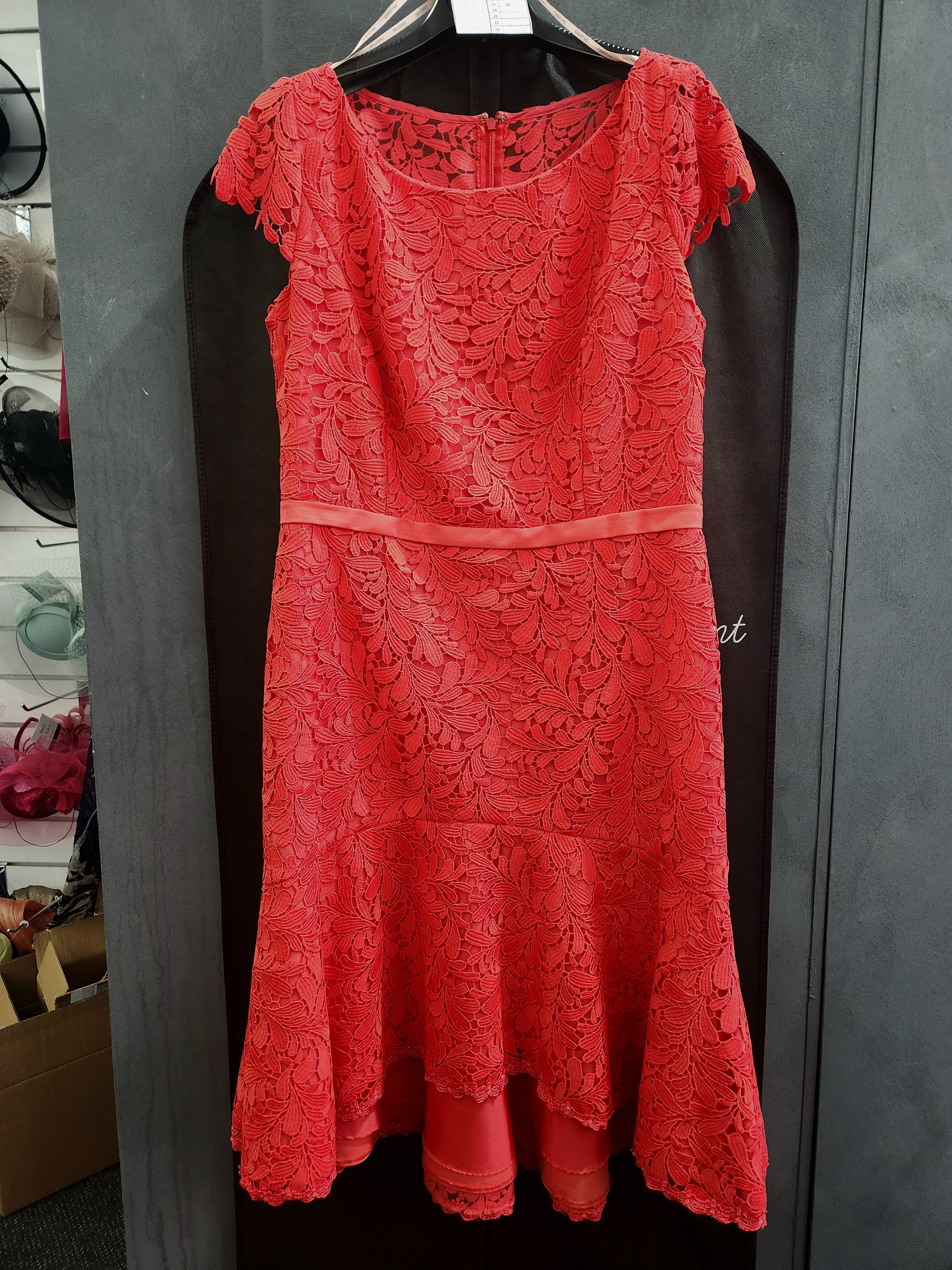 Coral Lace Mother of the Bride & Groom Dress with Optional Jacket – Sale | 5007757