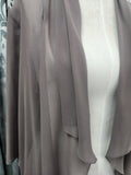 Close up of timber chiffon jacket showing the front drape