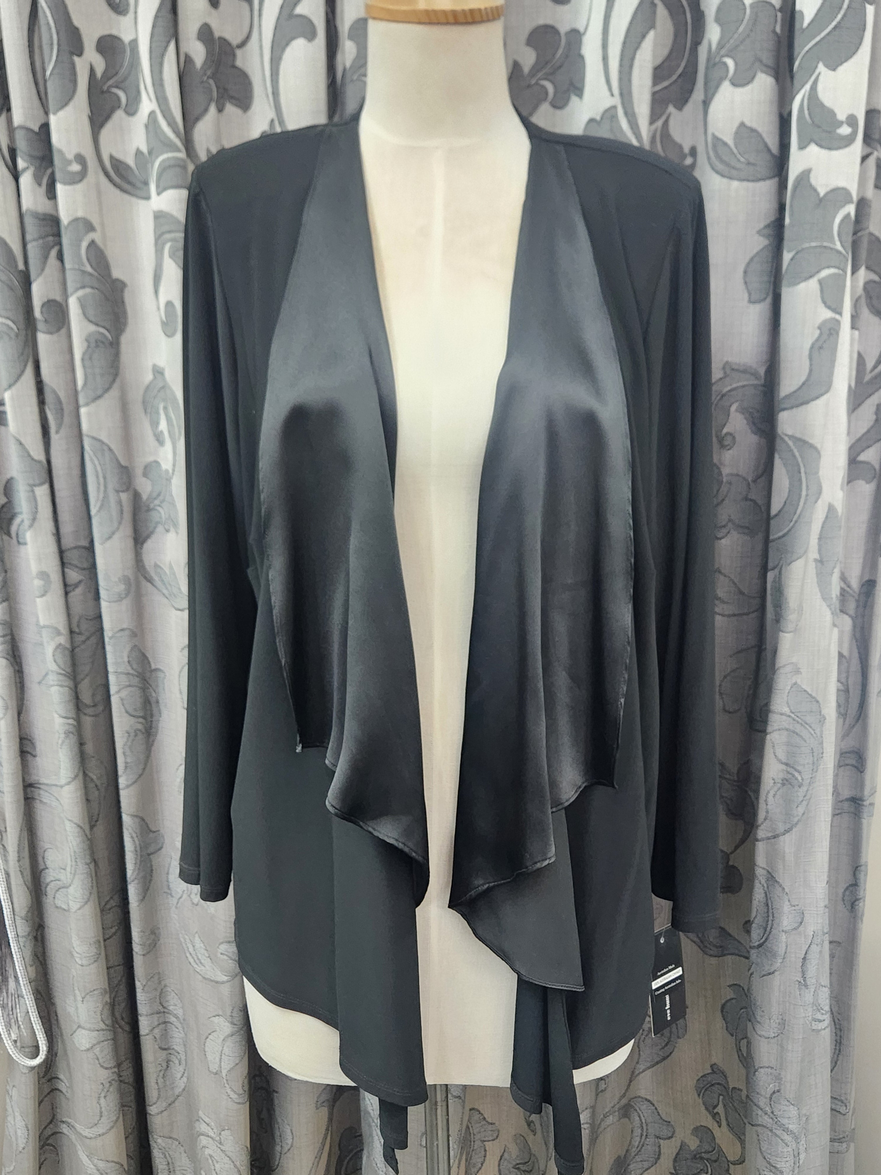 Black plus size jersey and satin cropped jacket
