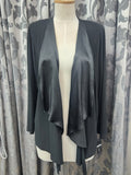 Black plus size jersey and satin cropped jacket