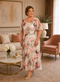 Plus size mother of the bride silk handpainted dress n Pink and taupe
