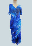 Hand‑painted silk mother of the bride dress with flutter sleeves