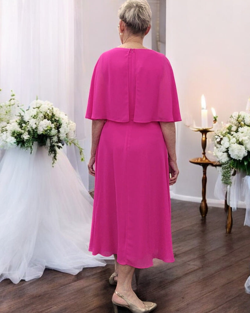 Tea-Length Chiffon Dress With Jacket Candy Pink main image 1