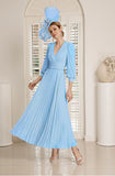 29869B- Tea length soft blue Chiffon Dress is part of our Veni Infantino designer range..