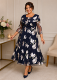 Plus Size Navy Fit & Flare Dress – DU666 | Mother of the Bride or Groom