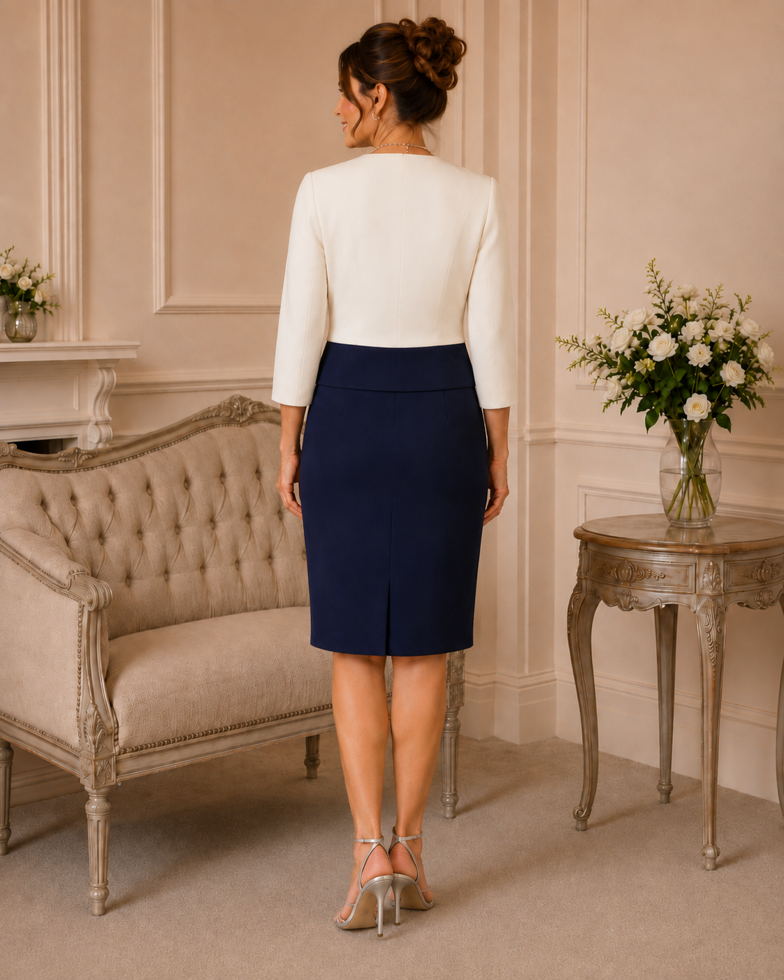 navy dress cream jacket & Mother of the Bride & #0 Color:Red with hearts Women's Black, Pleated Front, Fashion The cropped jacket gets