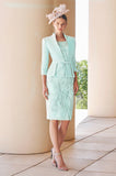 Luxurious Mint Lace and crepe Dress & Jacket from our Couture Club designer range ;Plus size available | 7G2D5.