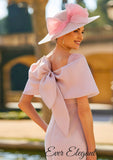 Elegant fitted Midi Dress with organza collar in Dusty Rose - 8G153