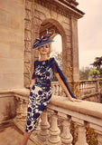Chiffon shoulder drape dress for wedding guest or mother of groom