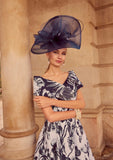 Veni Infantino Silver & Navy Brocade Fit and Flare Dress - Perfect for Mothers of the Bride -992560