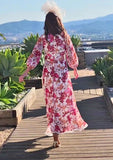back view of an Elegant summer wedding guest dress for mature women