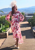 Floaty chiffon formal dress for garden parties and race days