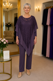 Aubergine Pantsuit with Lace Overlay Tabard | Mother of the Bride Outfit | Personal Choice 17173 .