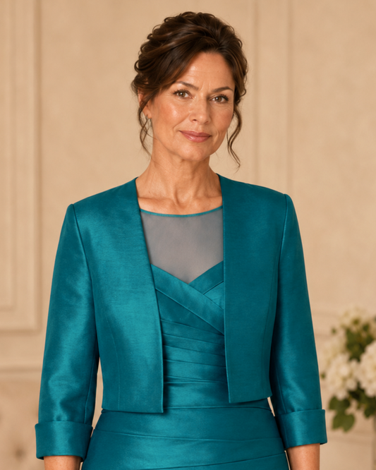 Ispirato Deep Jade Cropped Jacket | Matching ISH908