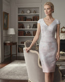 Elegant blush pink mother of the bride outfit by Sonia Pena Australia