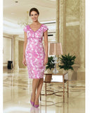 Raspberry floral fitted occasion dress for mother of the bride by Veromia