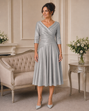 Ispirato ISH822 Slate Grey Stretch Taffeta Mother of the Bride Dress