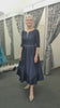 VO8128 - Navy Brocade Full-Skirt Dress, Size 14 only- Reduced- Purchase Online or In Store