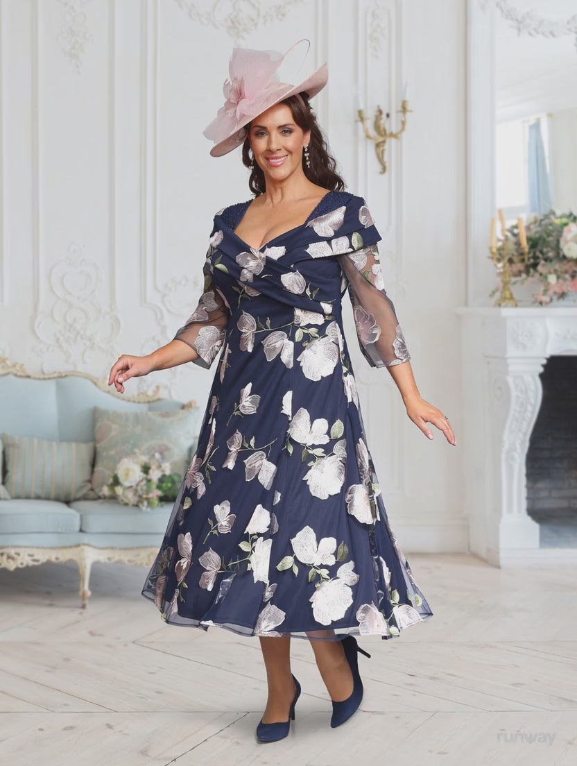 Plus Size Navy Mother of the Bride Dress – DU666