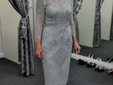 Platinum Beaded Long Gown – Veni Infantino Mother of the Bride | 991890L.