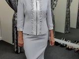 Couture Club Silver & Ivory Dress with Jacket – Elegant Wedding Outfit- 5G256