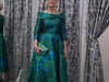 Elegant Emerald Green Brocade Midi Dress with 3/4 Sleeves from our Couture club collection - 8G1L3