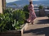Couture Club occasion dress with 3/4 sleeves and floral print