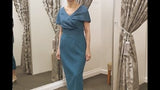 video of Mature women’s formal dress with bow and bead detailing