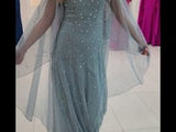 Couture Club 1G1G8 Dusty Blue Beaded Cape Gown – Mother of the Bride or Groom -1G1G8