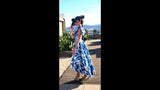 Video of royal blue and silver mikado gown with bow detail couture club