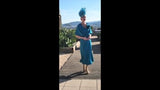 Video of soft floaty summer mother of the bride dress in tiffany blue.
