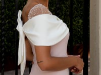 Pale Rose & Ivory Mother of the Bride & Groom Midi Dress with Bow Back | 1G294