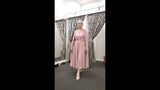 👉 Blush Pink Chiffon Mother of the Bride Dress – Cape Sleeve Midi Couture Club 1GA5