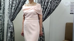 👉 Soft Peach Pink Mother of the Bride Dress – Midi Organza Collar Couture Club 1G296