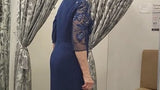 Couture Club 1G104 Navy & Pink Gown with pleated insert– Mother of the Bride or Groom