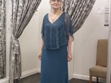Deep Jade Beaded Cape Sleeve Evening Gown – Mother of the Bride/Groom -1G1H2